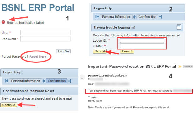 Reset BSNL ERP Portal Password