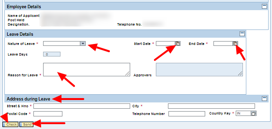 Submit Leave Request in BSNL ERP Portal